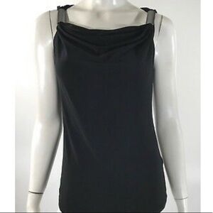 Sleeveless Cowl Neck Top With Black metal design